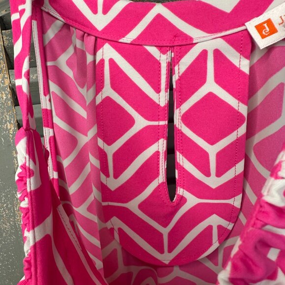 Jude Connally Lisa Jude Cloth Halter Keyhole Dress Sail Geo Sz L - Picture 14 of 14